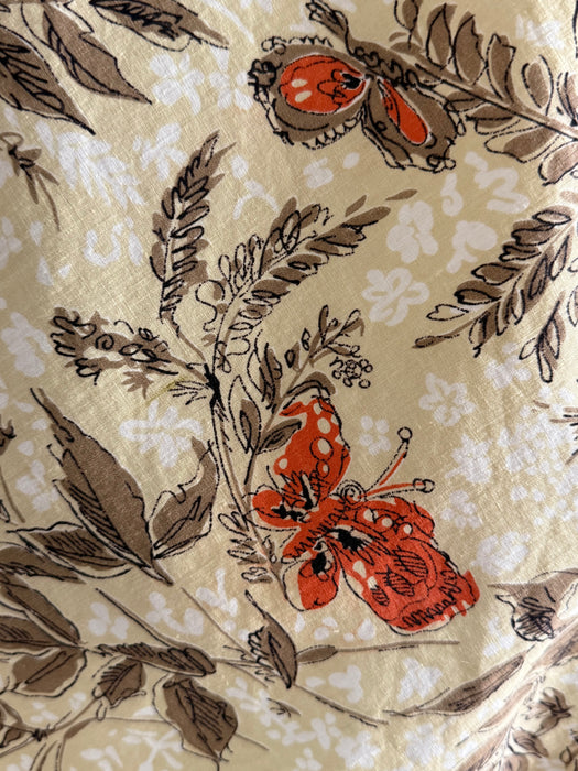 Adorable 1950's Autumn Butterfly Print Cotton Dress / SM