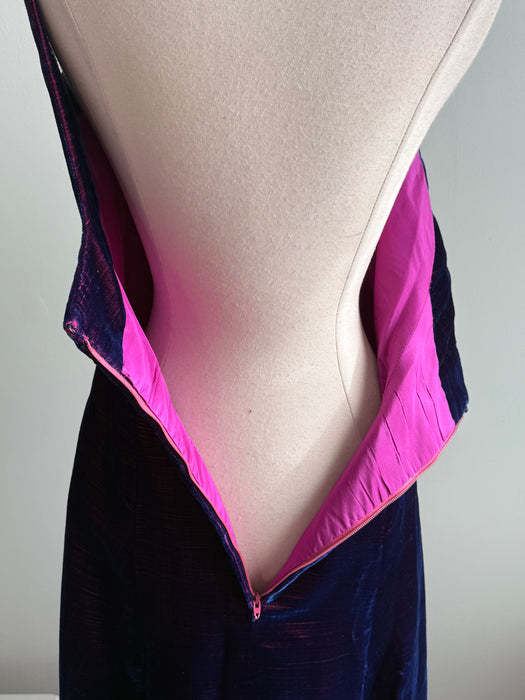 Extraordinary 1960's George Stavropoulos Couture Evening Gown In Iridescent Velvet / SM