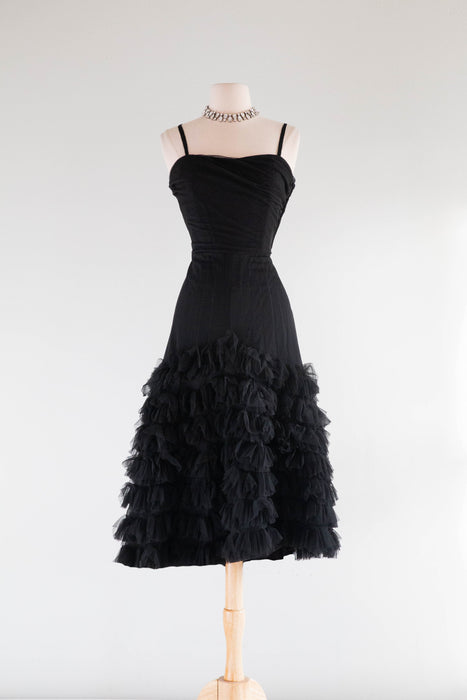 Stunning 1950's Black Net Evening Dress By Ceil Chapman / Medium Xtabay Vintage Stunning 1950's Black Net Evening Dress By Ceil Chapman / Medium Xtabay Vintage