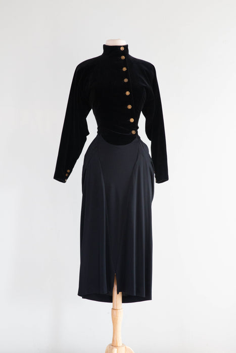 Wicked Vintage Karl Lagerfeld 40's Inspired Femme Fatale Evening Dress made in France / M