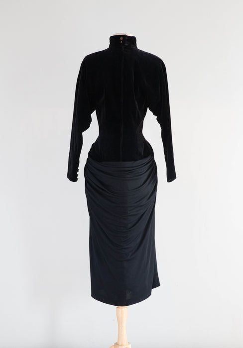 Wicked Vintage Karl Lagerfeld 40's Inspired Femme Fatale Evening Dress made in France / M