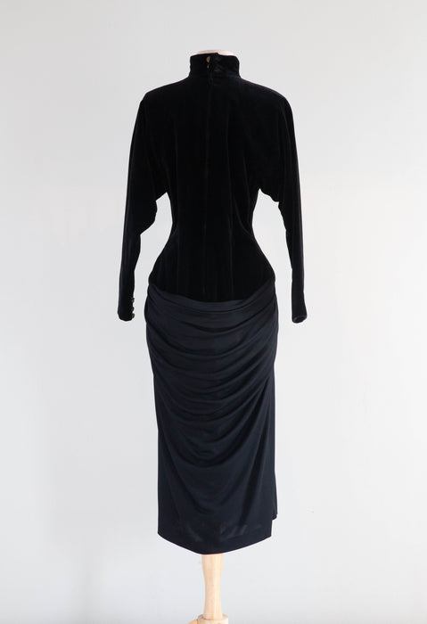 Wicked Vintage Karl Lagerfeld 40's Inspired Femme Fatale Evening Dress made in France / M