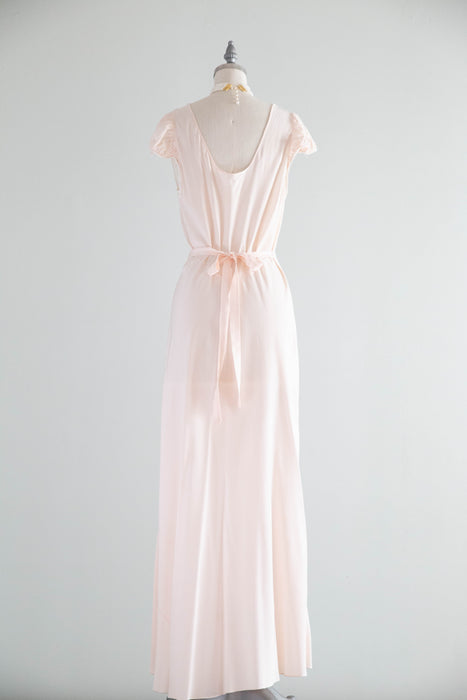 Romantic 1940's Lingerie Pink Bias Cut Nightgown With Hearts / M