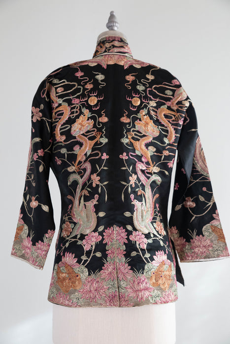 Stunning 1930's Chinese Embroidered Silk Wedding Jacket / XS