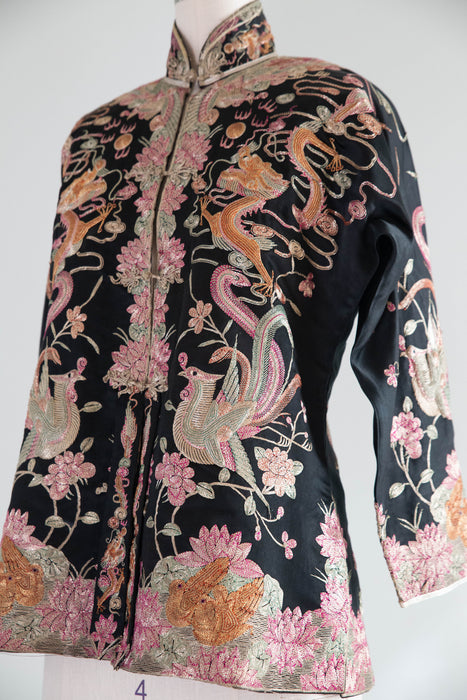 Stunning 1930's Chinese Embroidered Silk Wedding Jacket / XS