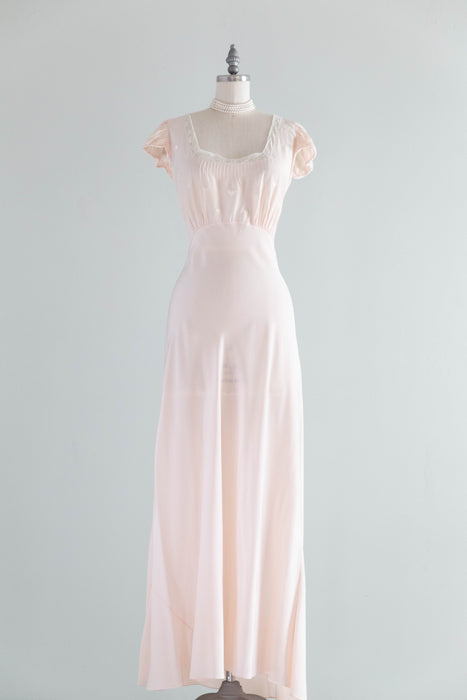 Romantic 1940's Lingerie Pink Bias Cut Nightgown With Hearts / M