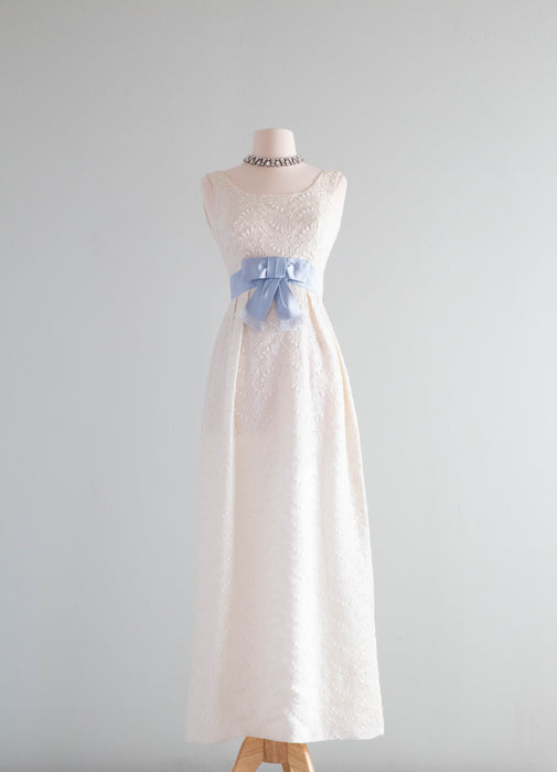 Something Blue...Beautiful 1960's Cotton Eyelet Lace Wedding Gown / XS