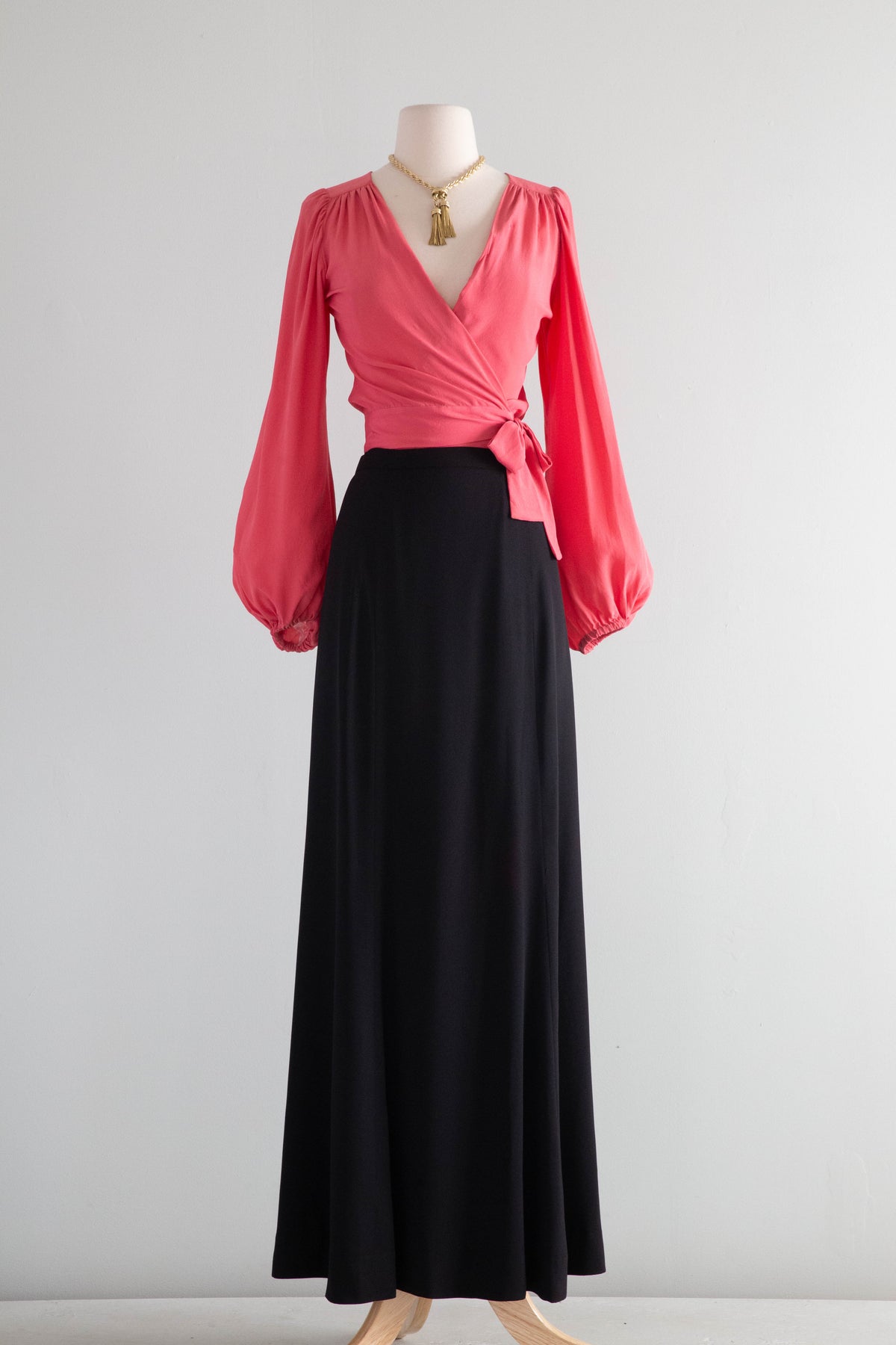 Stunning Vintage Yves Saint Laurent Blouse and Skirt Set / Small