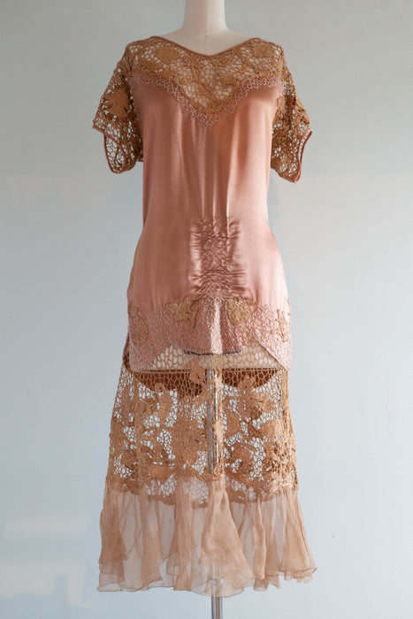 rose gold flapper dress 1920s Fringe & Sequin Flapper Dress - Rose Gold