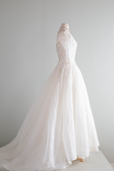 The Dreamiest 1950's William Cahill White Cotton Organdy Wedding Gown Xtabay Vintage The Dreamiest 1950's William Cahill White Cotton Organdy Wedding Gown Xtabay Vintage