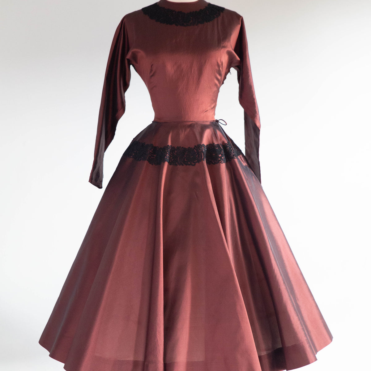 Stunning 1950's Claire McCardell Auburn Silk Cocktail Dress / SM