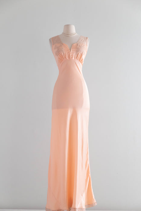 Pristine 1930's Bias Cut Silky Rayon Slip Gown By Pandora Movietone Gowns / M