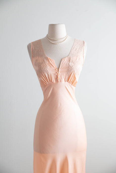 Pristine 1930's Bias Cut Silky Rayon Slip Gown By Pandora Movietone Gowns / M