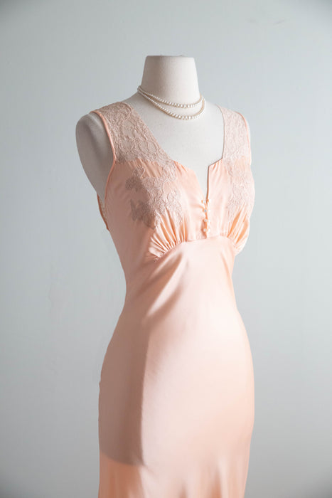 Pristine 1930's Bias Cut Silky Rayon Slip Gown By Pandora Movietone Gowns / M