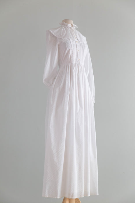 Vintage 1980's Laura Ashley Jane Austin Inspired Cotton Swiss Dot Wedding Dress / Small