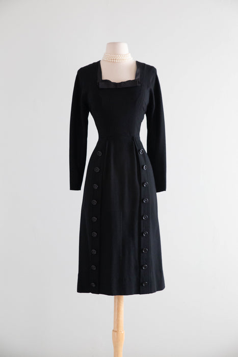 Stunning 1950's Little Black Dress W/ Detachable Silk Skirt From Elizabeth Arden / M