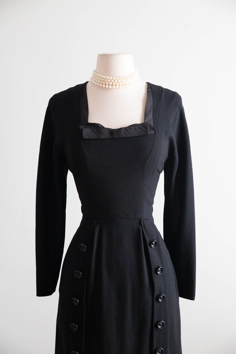 Stunning 1950's Little Black Dress W/ Detachable Silk Skirt From Elizabeth Arden / M