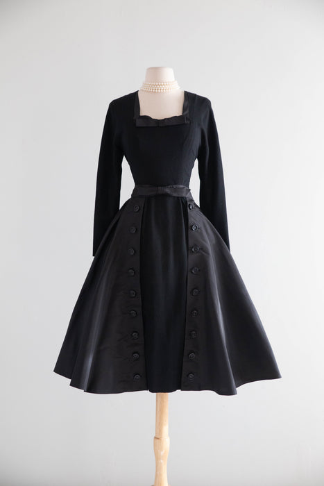 Stunning 1950's Little Black Dress W/ Detachable Silk Skirt From Elizabeth Arden / M