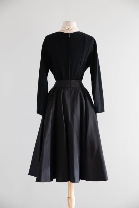 Stunning 1950's Little Black Dress W/ Detachable Silk Skirt From Elizabeth Arden / M