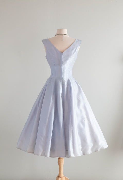 Exquisite 1950's Mirror Blue Crystal Organza Party Dress By Claudia Young / Small