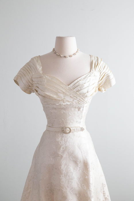 Stunning 1950's Demi-Couture Ivory Brocade Cocktail Dress By Gothe' / SM