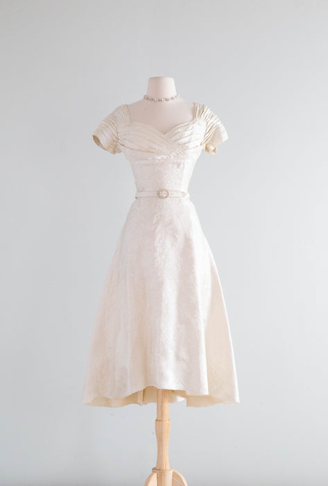 Stunning 1950's Demi-Couture Ivory Brocade Cocktail Dress By Gothe' / SM