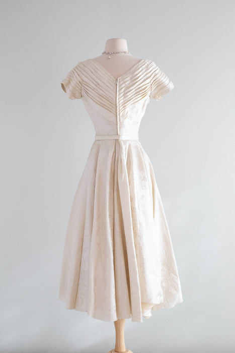 Stunning 1950's Demi-Couture Ivory Brocade Cocktail Dress By Gothe' / SM