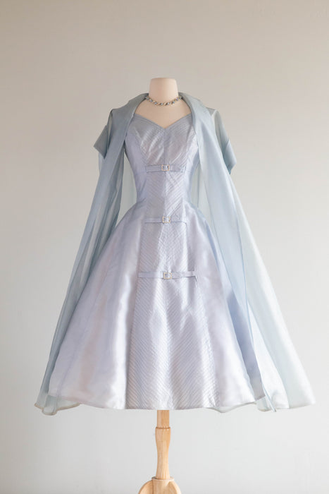 Exquisite 1950's Mirror Blue Crystal Organza Party Dress By Claudia Yo Xtabay Vintage Exquisite 1950's Mirror Blue Crystal Organza Party Dress By Claudia Yo Xtabay Vintage