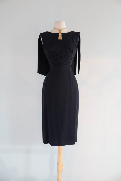Fabulous Late 1950's Edward Abbott Car Wash Fringe Little Black Dress / SM