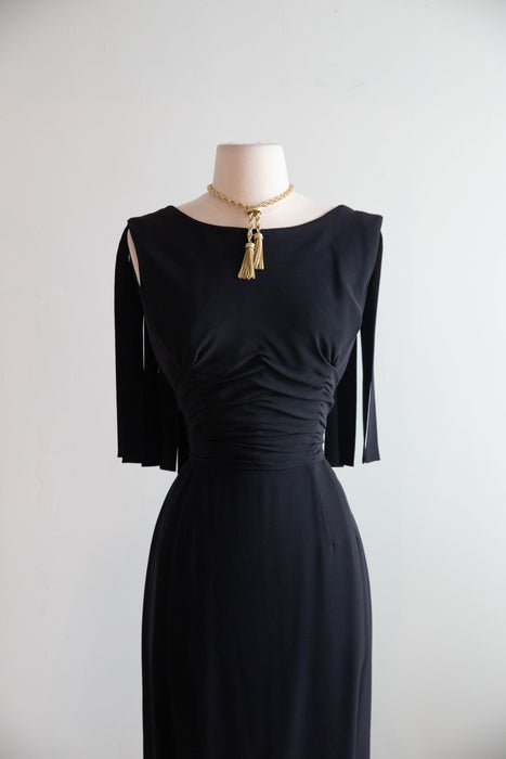 Fabulous Late 1950's Edward Abbott Car Wash Fringe Little Black Dress / SM