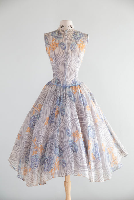 Ethereal Early 1950's New Look Period Lilli Ann Cotton Voile Party Dress / XS