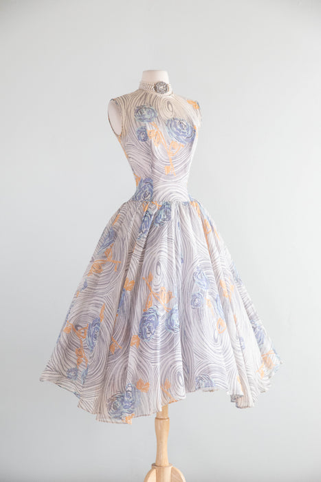 Ethereal Early 1950's New Look Period Lilli Ann Cotton Voile Party Dress / XS