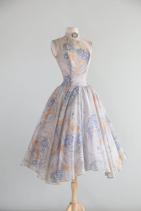 Ethereal Early 1950's New Look Period Lilli Ann Cotton Voile Party Dress / XS