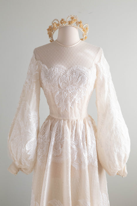 Romantic Vintage Couture Silk Wedding Gown With Bishop Sleeves and Fre Xtabay Vintage Romantic Vintage Couture Silk Wedding Gown With Bishop Sleeves and Fre Xtabay Vintage