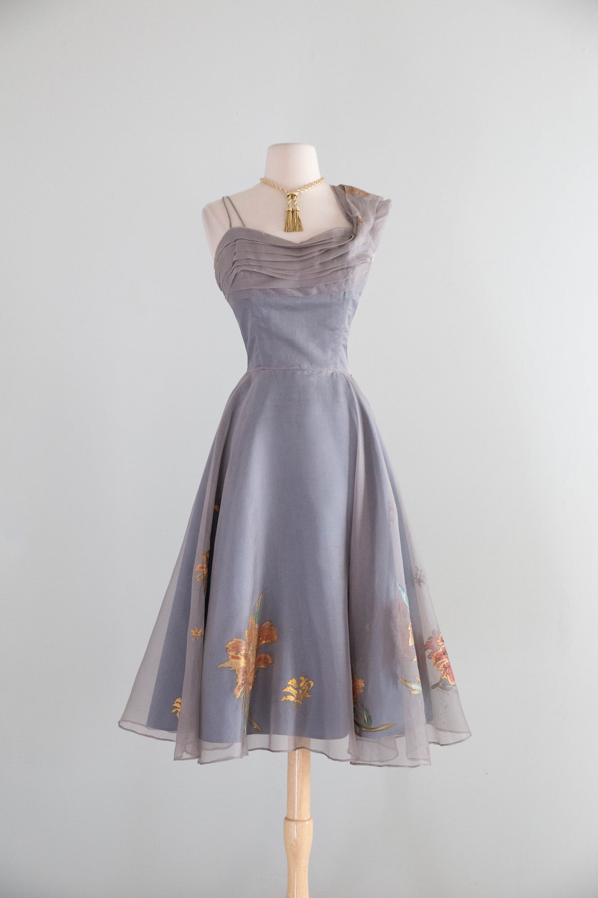 Rare 1950's Betty Higgins Original Hand Painted Silk Organza