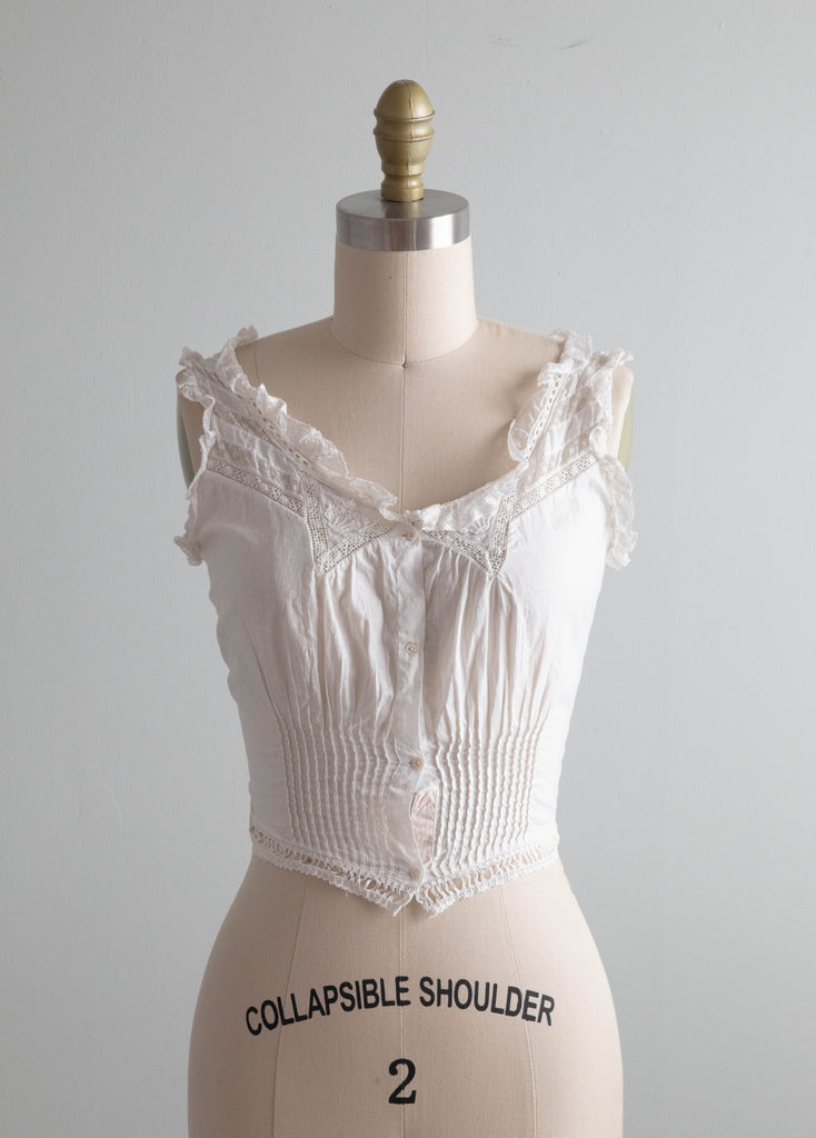 The Sweetest Edwardian Pin Tuck Pleated Cotton Corset Cover / XS