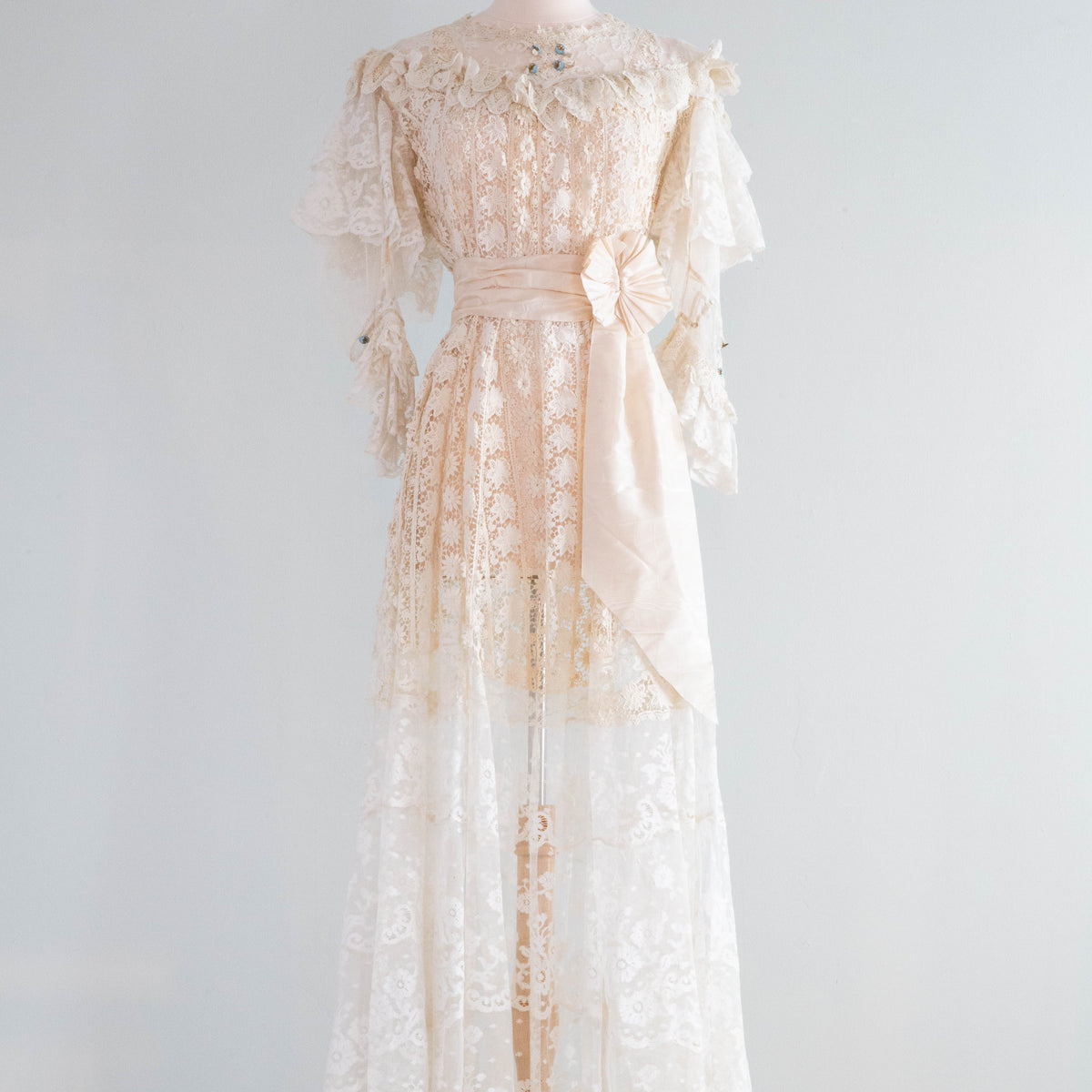 vintage irish lace wedding dress Edwardian Antique White Irish Lace & Crochet Gown Muse