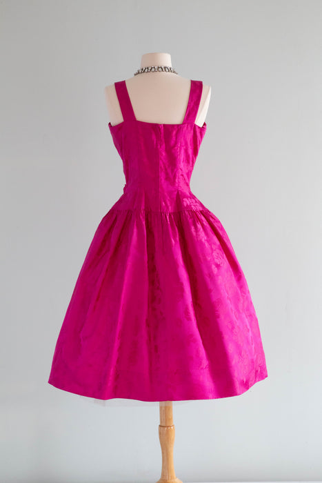 pink fifties dress Retro Stage 1950s Sweetheart Neck Floral Bow A Line Tea Party Christmas Party 50s Pink Tiered Chiffon Prom
