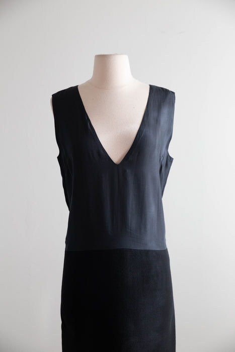 Exceptionally Chic 1960's Two Piece Black Wool Suit Dress By Norman Norell  / M