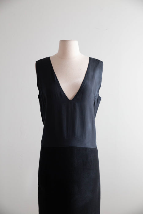 Exceptionally Chic 1960's Two Piece Black Wool Suit Dress By Norman Norell  / M