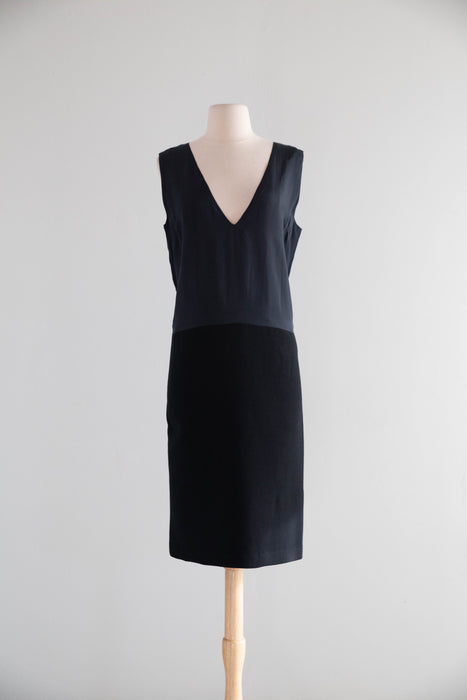 Exceptionally Chic 1960's Two Piece Black Wool Suit Dress By Norman Norell  / M