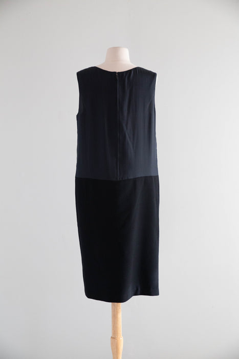 Exceptionally Chic 1960's Two Piece Black Wool Suit Dress By Norman Norell  / M
