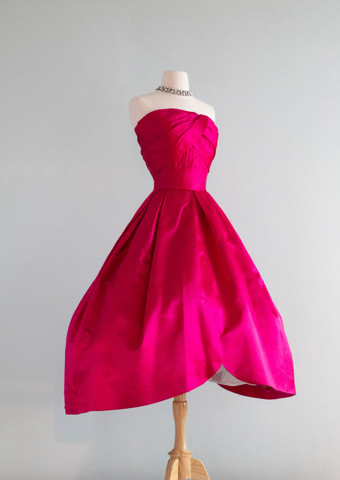 Hattie Carnegie Couture Shocking Pink 1950's Silk Petal Skirt Evening Xtabay Vintage Hattie Carnegie Couture Shocking Pink 1950's Silk Petal Skirt Evening Xtabay Vintage