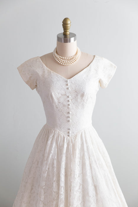 Darling 1950's Courthouse Wedding Dress In Ivory Lace By Lori Dawson / Petite Small