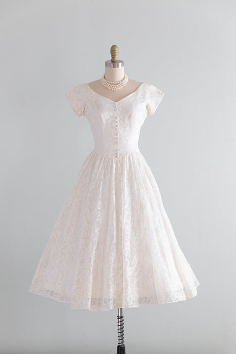 Darling 1950's Courthouse Wedding Dress In Ivory Lace By Lori Dawson / Petite Small