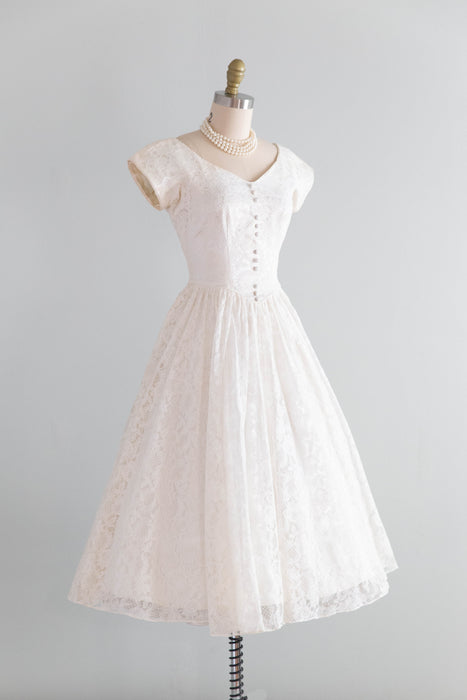 Darling 1950's Courthouse Wedding Dress In Ivory Lace By Lori Dawson / Petite Small