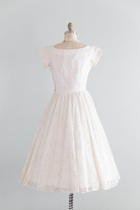 Darling 1950's Courthouse Wedding Dress In Ivory Lace By Lori Dawson / Petite Small