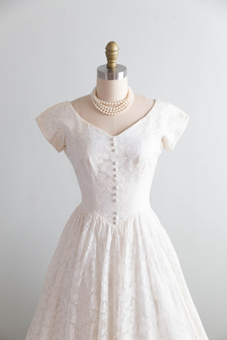 Darling 1950's Courthouse Wedding Dress In Ivory Lace By Lori Dawson / Petite Small