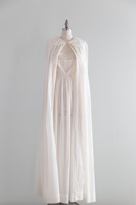 Exquisite Vintage Embroidered Lily of The Valley Ivory Peignoir Set By Iris / SM