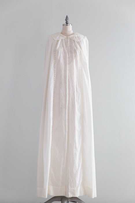 Exquisite Vintage Embroidered Lily of The Valley Ivory Peignoir Set By Iris / SM